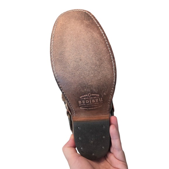 Bed Stu Brown Leather Square Toe Buckle Strap Clogs Mules Women US 8.5 - Picture 11 of 13